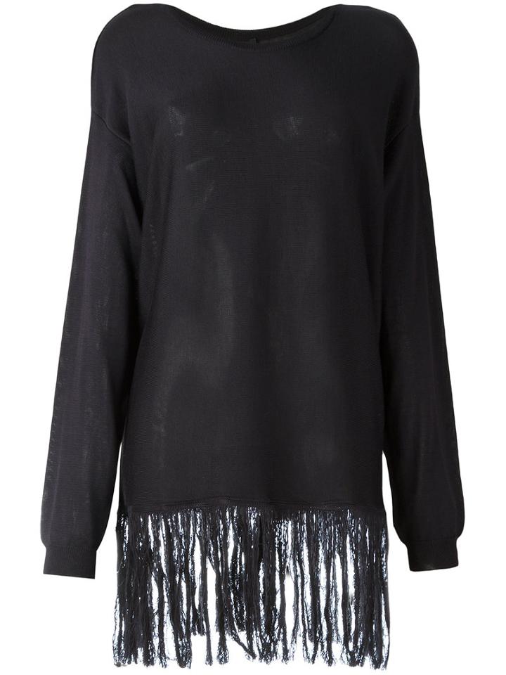 Sara Lanzi - Fringed Jumper - Women - Silk - M, Women's, Blue, Silk