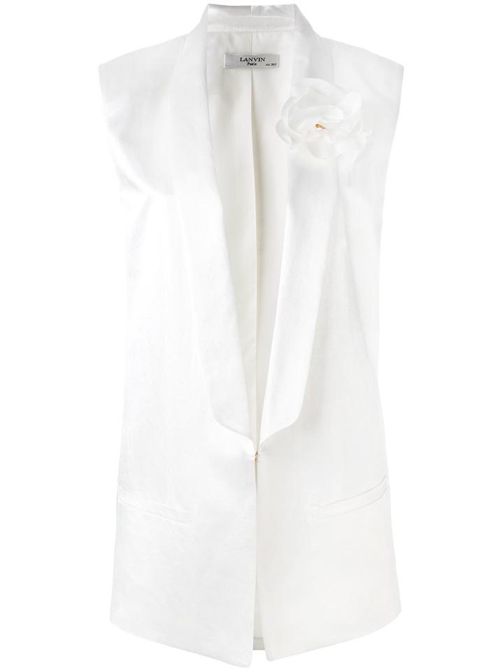 Lanvin - Longline Waistcoat - Women - Silk/acetate/cupro/glass - 36, White, Silk/acetate/cupro/glass