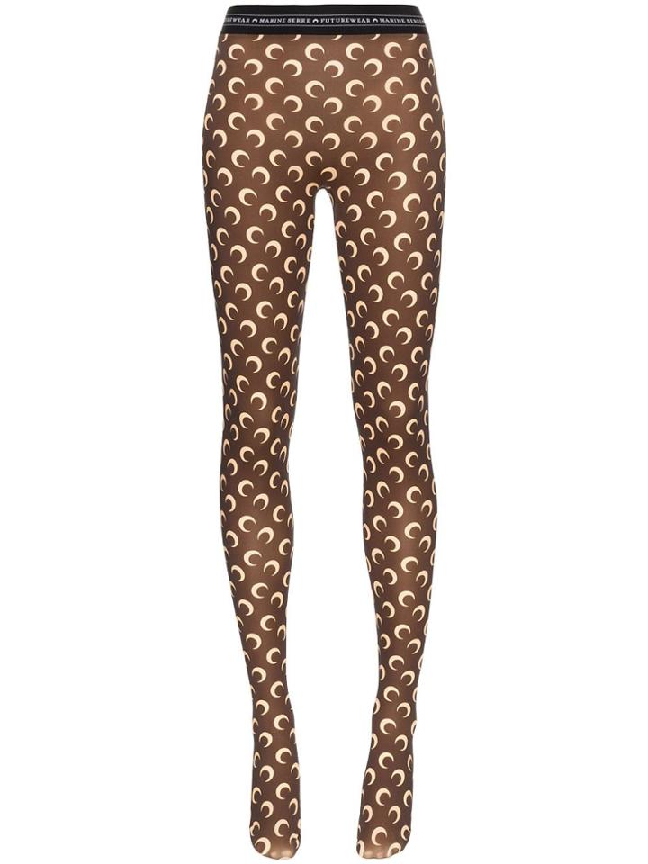 Marine Serre Moon Print Tights - Brown