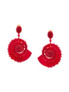 Oscar De La Renta Beaded Seashell Earrings - Red
