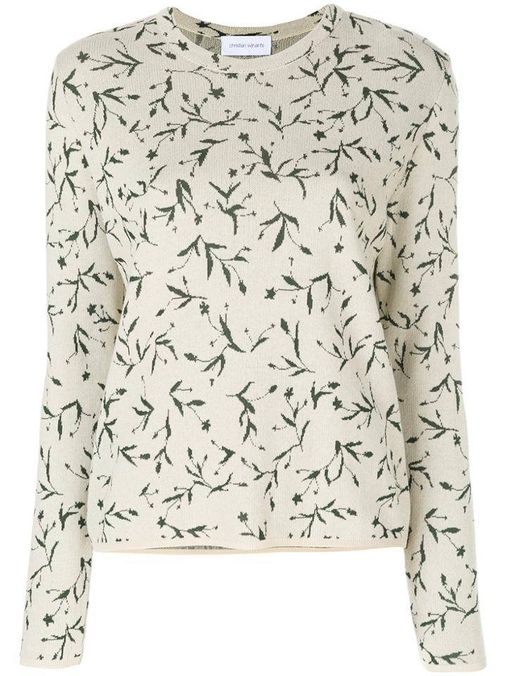 Christian Wijnants Leaf Print Knitted Top - Nude & Neutrals