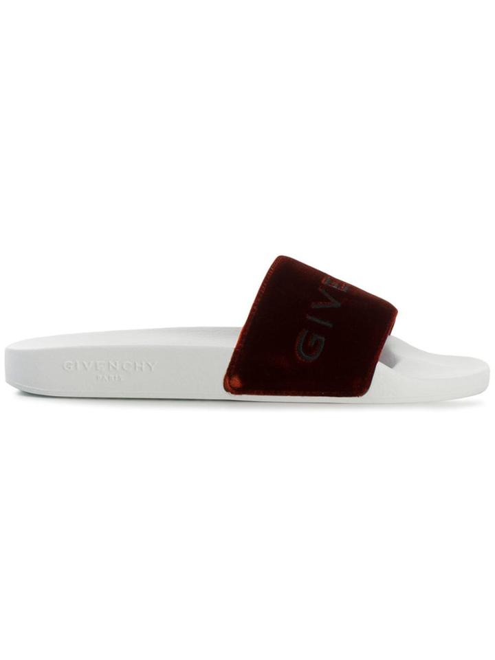 Givenchy Velvet Strap Sliders - Brown