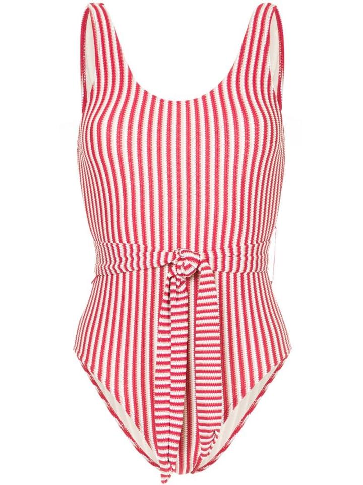 Peony Poolside Striped Swimsuit - Red