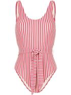 Peony Poolside Striped Swimsuit - Red