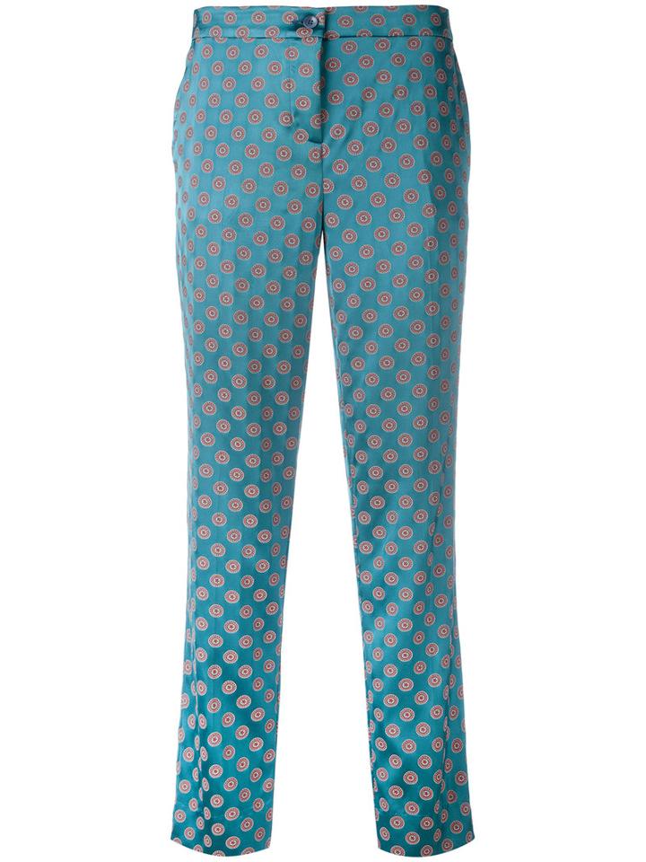 Etro Circles Print Cropped Trousers, Women's, Size: 44, Blue, Polyamide/spandex/elastane/viscose