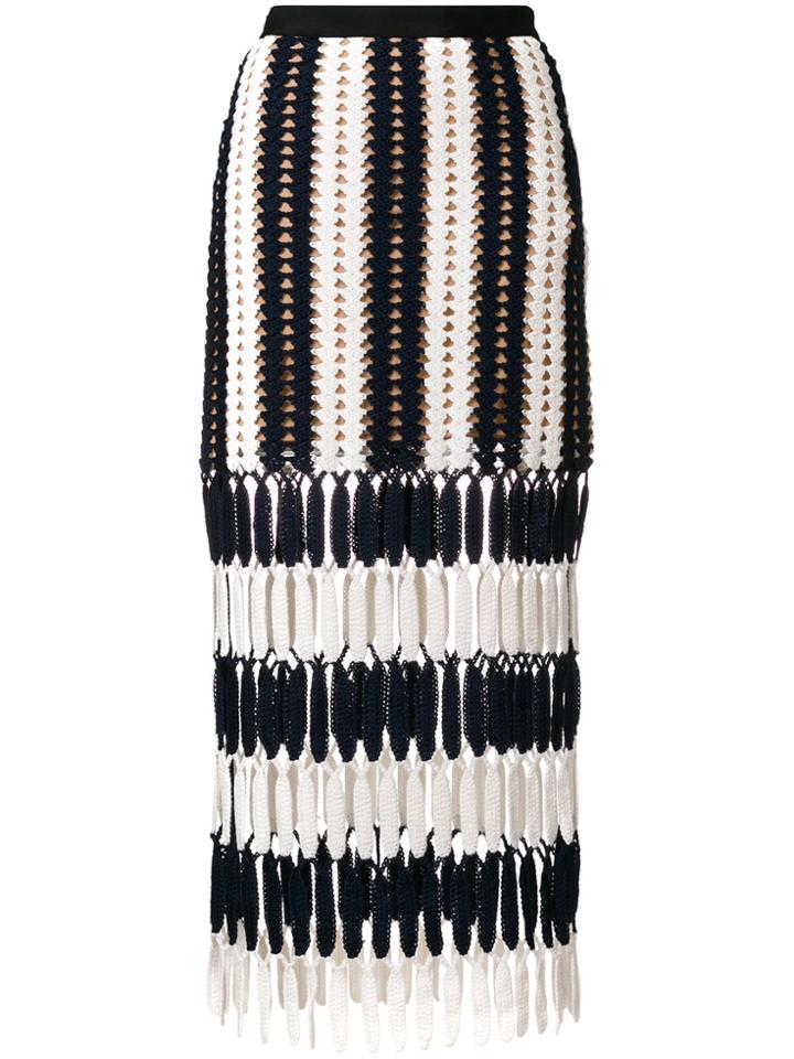 Self-portrait Striped Knit Skirt - Blue