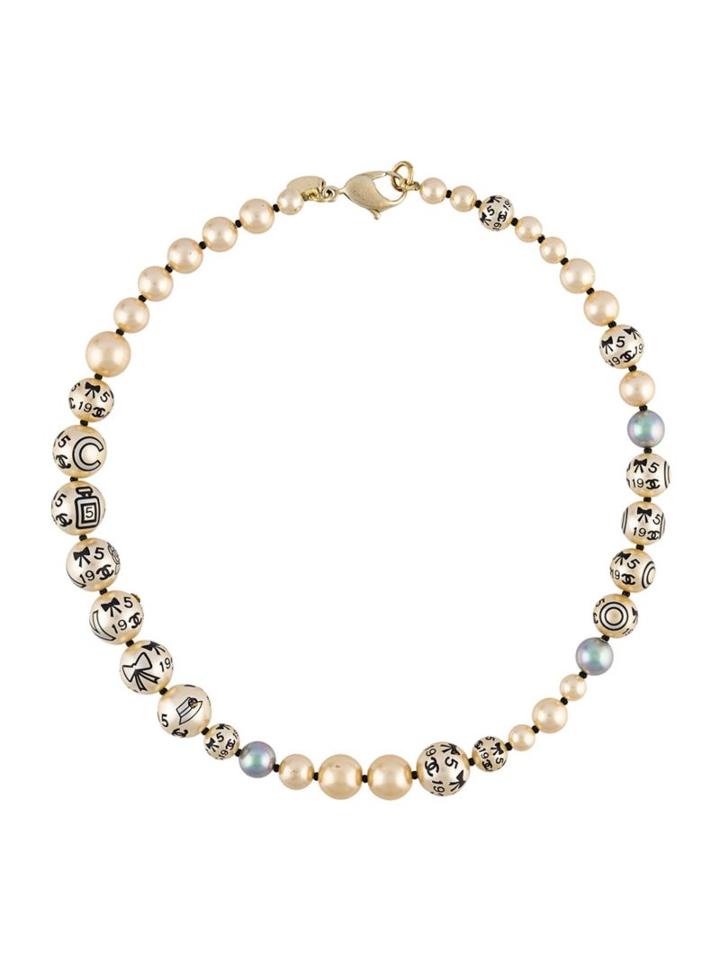 Chanel Vintage Charm Faux Pearl Necklace