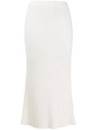Allude Ribbed Knitted Skirt - White