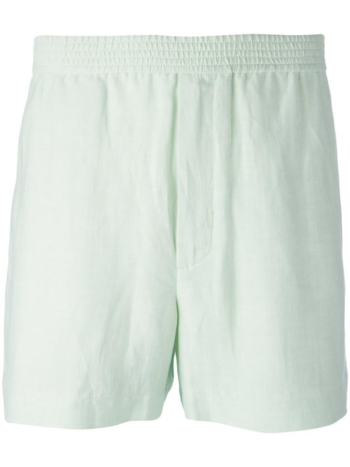 Qasimi Elasticated Waistband Shorts, Men's, Size: 28, Green, Linen/flax/viscose/cotton