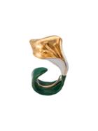 Oscar De La Renta Budding Flower Cuff Ring - Green