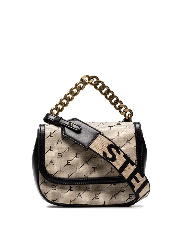 Stella Mccartney Beige Canvas Logo Chain Crossbody Bag - Neutrals