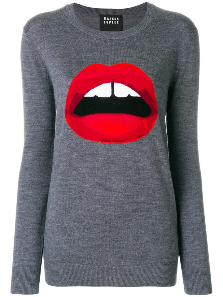 Markus Lupfer Intarsia Lips Jumper - Grey