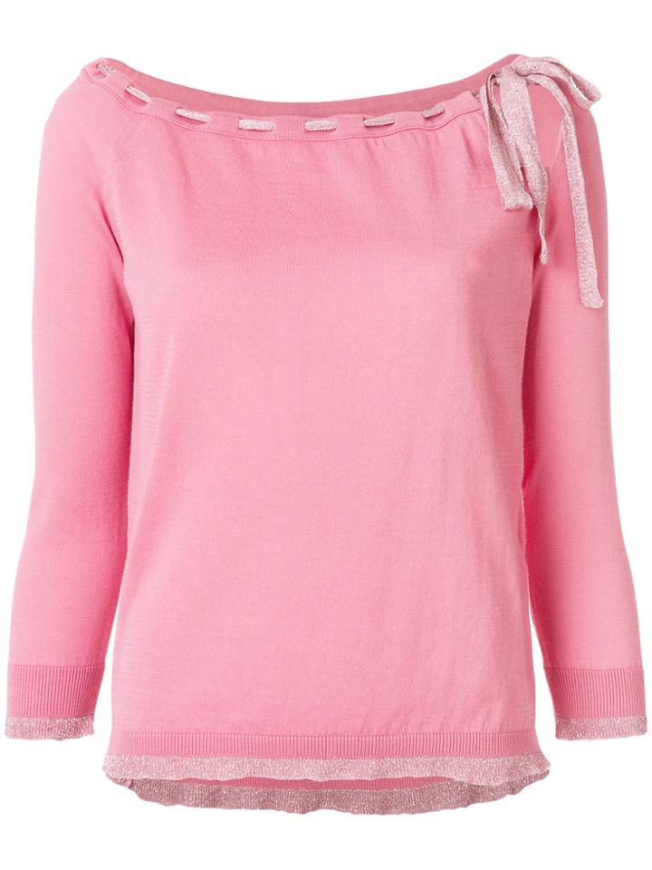 Twin-set Boat Neck Jumper - Pink & Purple