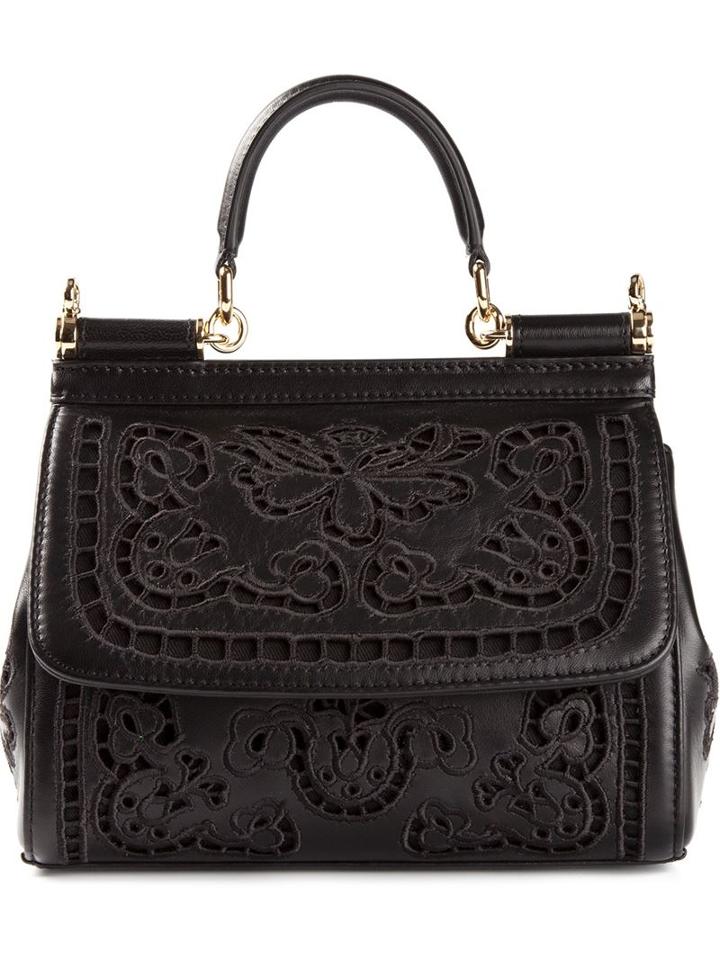 Dolce & Gabbana Mini Sicily Tote, Women's, Black, Lamb Skin