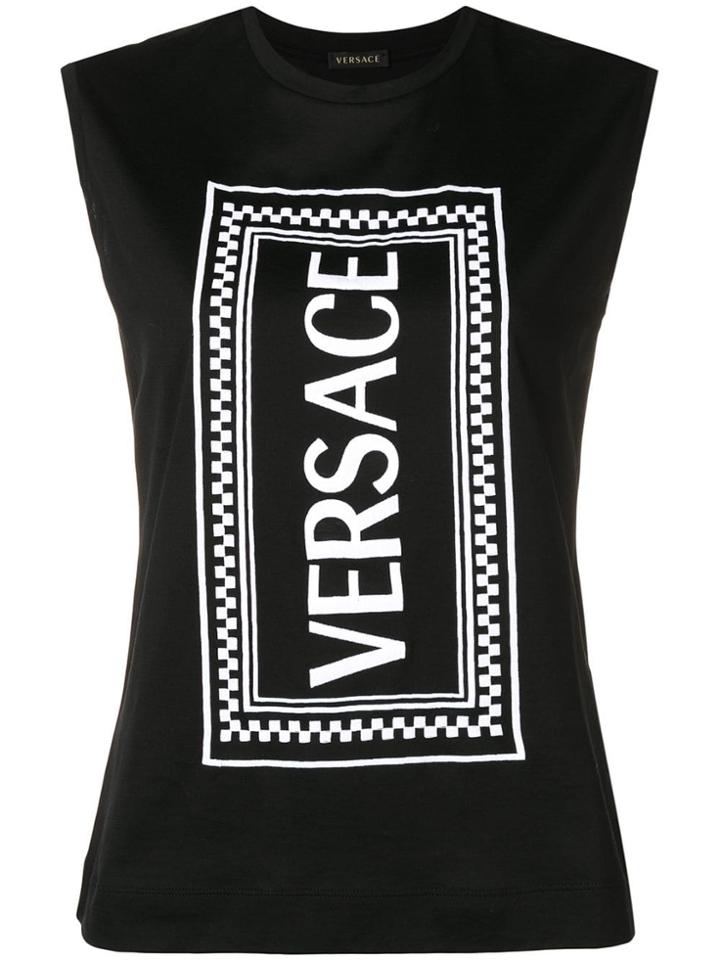 Versace Logo Printed Vest Top - Black