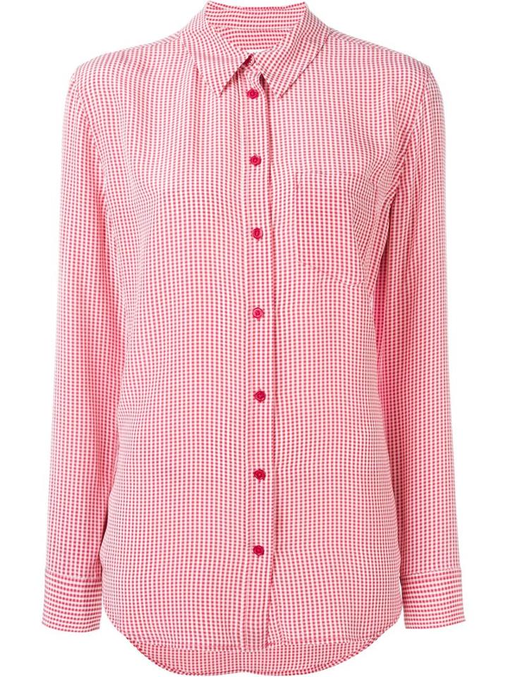 Equipment Gingham Print Shirt, Women's, Size: M, Red, Silk