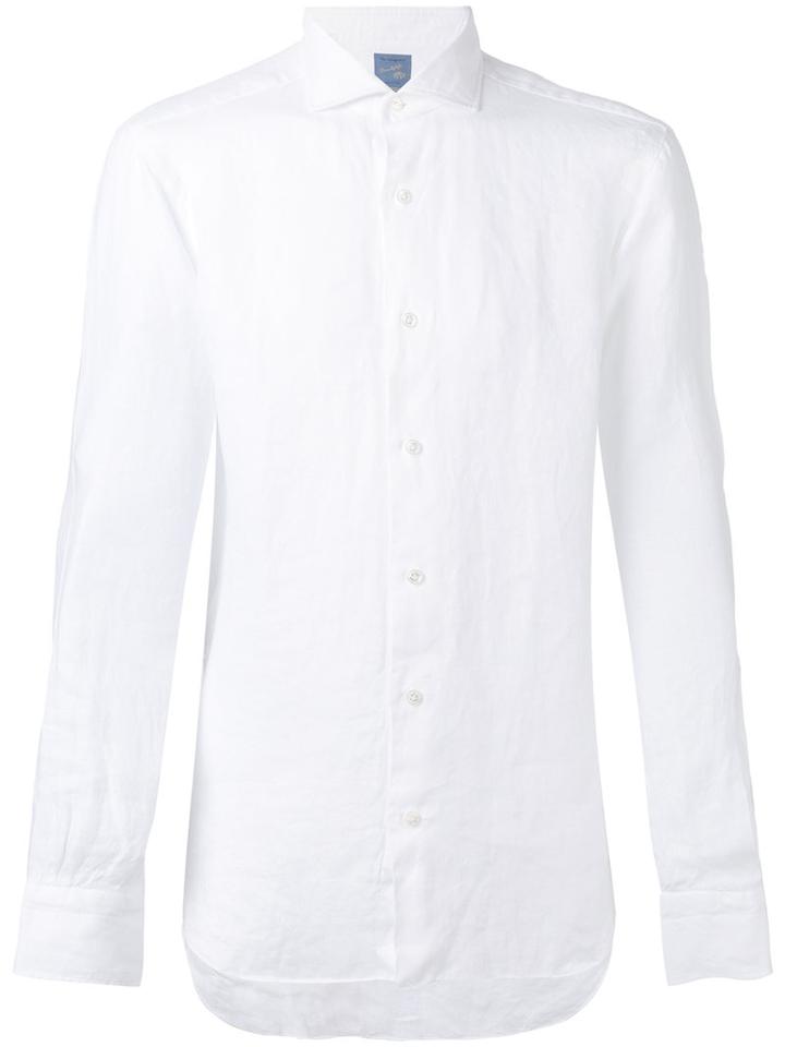 Barba - Curved Hem Shirt - Men - Linen/flax - 41, White, Linen/flax