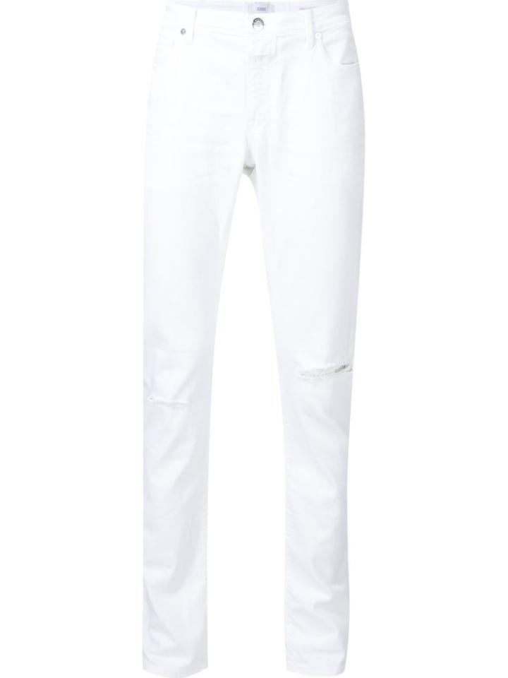 Closed Ripped Slim-fit Jeans, Men's, Size: 32, White, Cotton