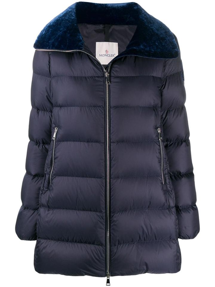 Moncler Velvet Collar Zipped Jacket - Blue
