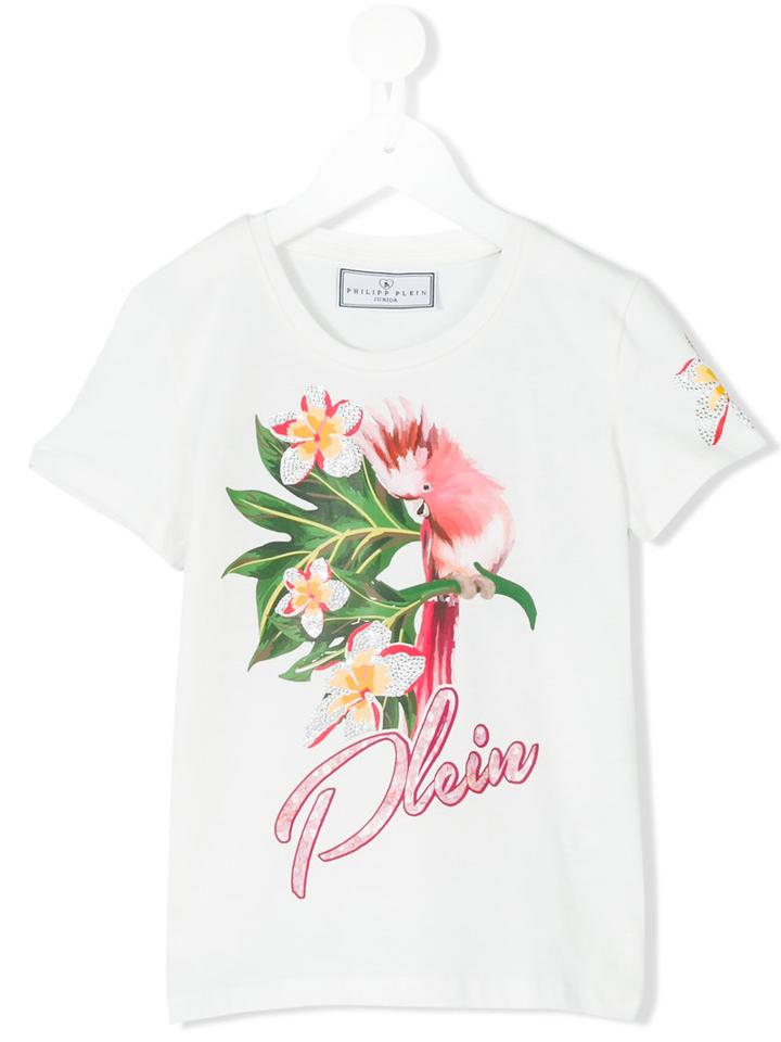 Philipp Plein Kids - Floral Print T-shirt - Kids - Cotton - 10 Yrs, Girl's, White