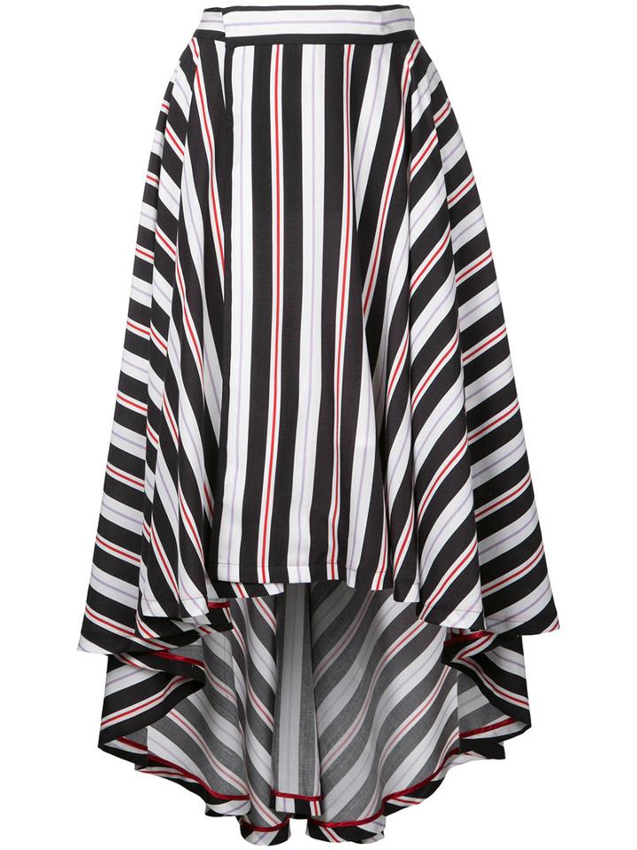 G.v.g.v. - Stripe High Low Hem Flared Skirt - Women - Rexcell - 34, Black, Rexcell
