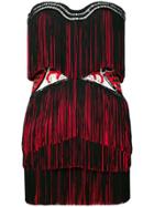Balmain Strapless Fringe Dress - Black