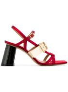 Marni Slanted Block Heel Sandals - Red
