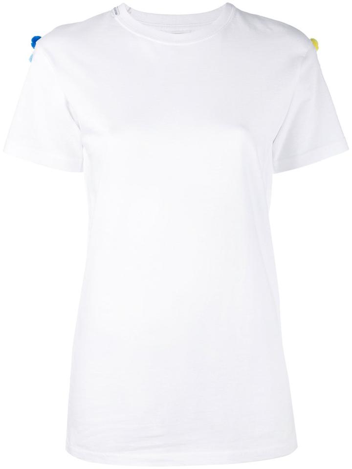 Forte Couture - Pom Pom Detail T-shirt - Women - Cotton - 42, White, Cotton