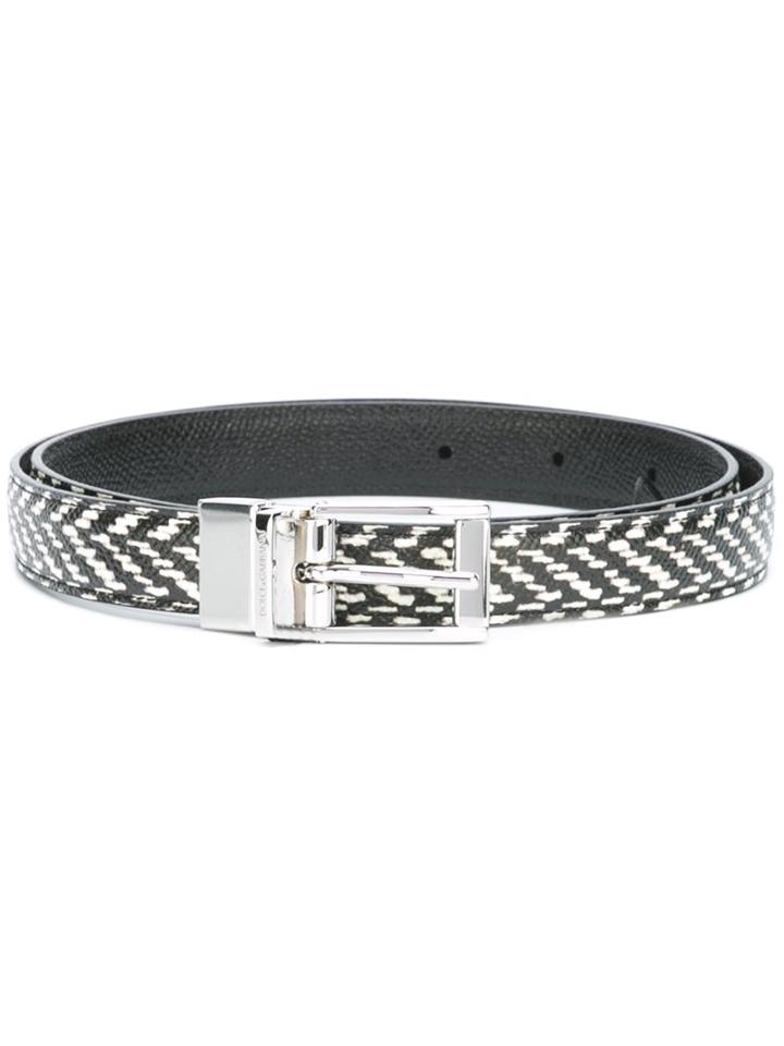 Dolce & Gabbana Woven Belt, Women's, Size: 75, Black, Leather