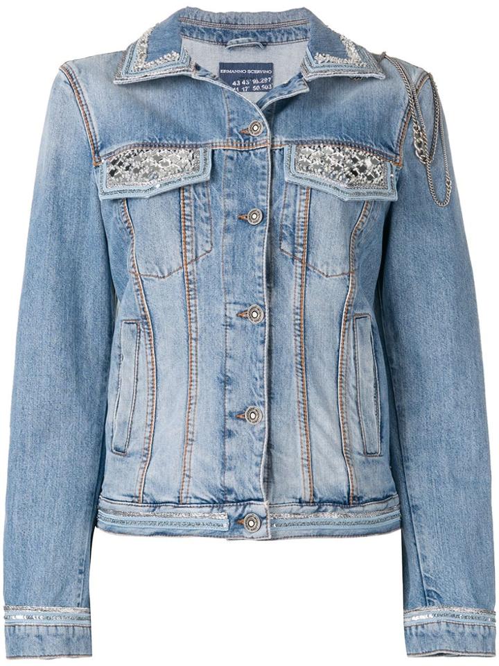 Ermanno Scervino Embellished Denim Jacket - Blue