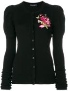 Dolce & Gabbana Floral Embroidered Cardigan - Black