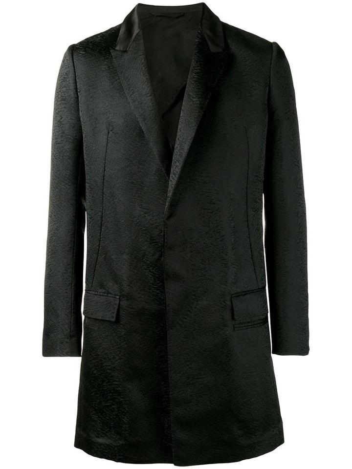 Haider Ackermann Single Breasted Cloque Coat, Men's, Size: 54, Black, Silk/cotton/wool