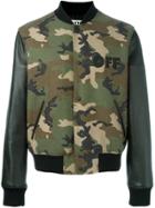 Off-white Camouflage Print Bomber Jacket - Green