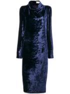 Maison Margiela Cowl Neck Velvet Dress - Blue