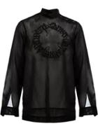 Dries Van Noten Embroidered Semi-sheer Shirt, Men's, Size: 48, Black, Cotton