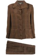 Salvatore Ferragamo Pre-owned 1970's Houndstooth Skirt Set - Brown