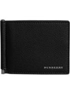 Burberry Grainy Leather Money Clip Card - Black