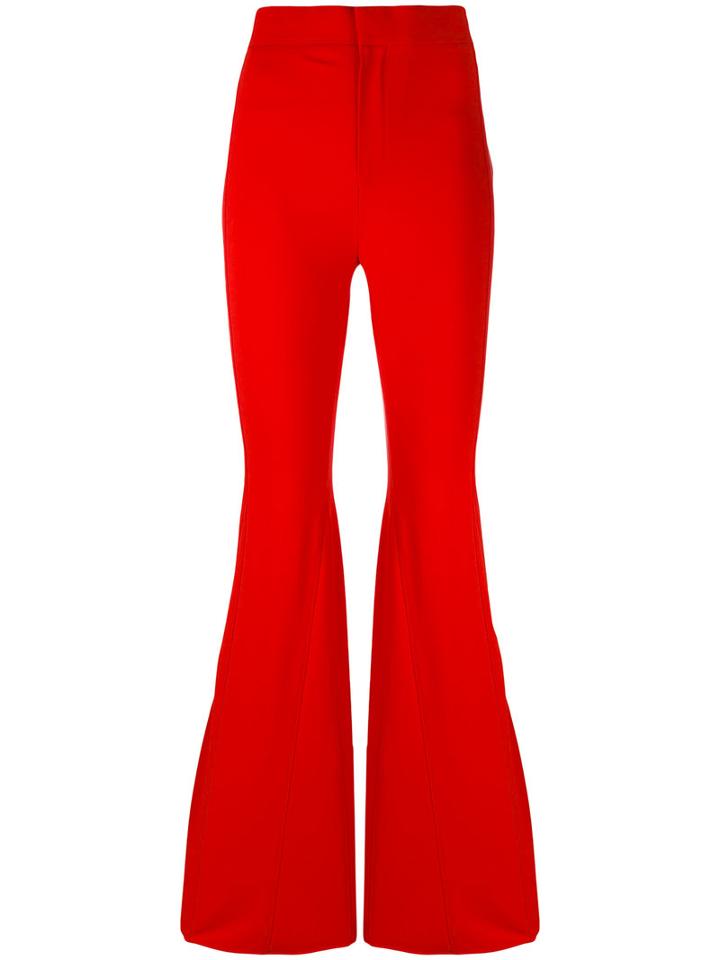 Givenchy - High Waist Flared Trousers - Women - Silk/polyamide/spandex/elastane/viscose - 38, Red, Silk/polyamide/spandex/elastane/viscose