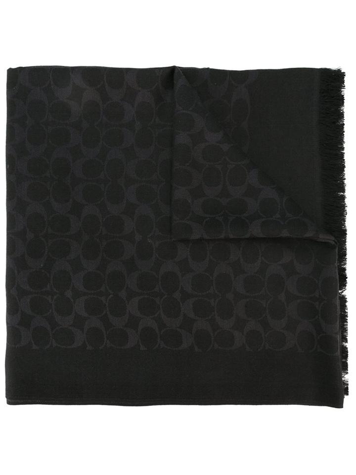 Coach Signature C Jacquard Scarf, Women's, Black, Silk/cotton