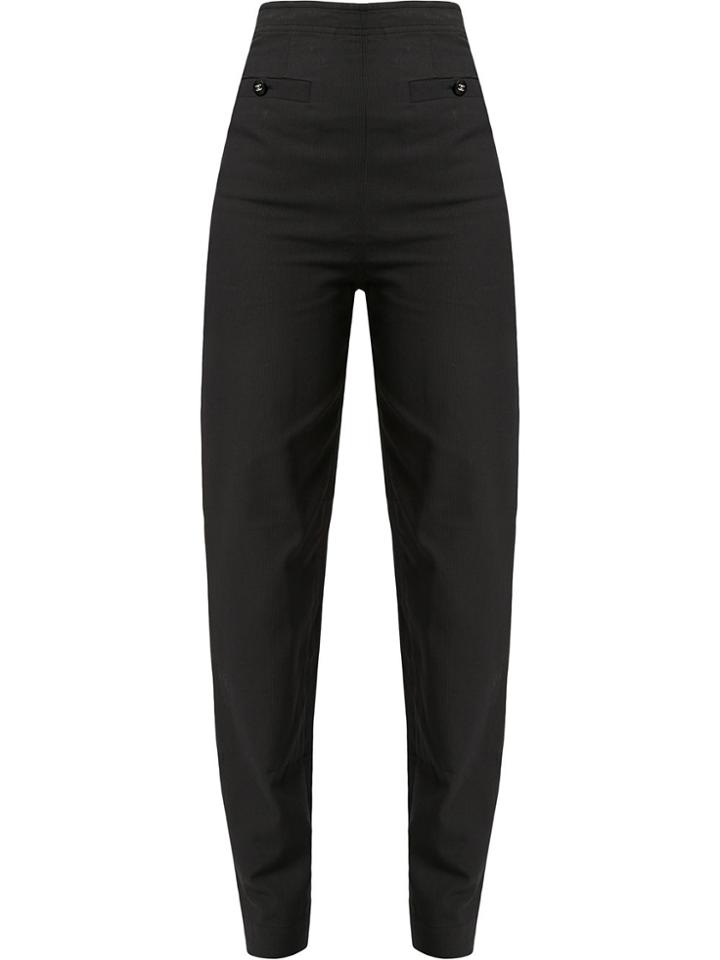Chanel Pre-owned High Rise Tapered Trousers - Black