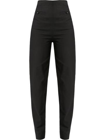 Chanel Pre-owned High Rise Tapered Trousers - Black