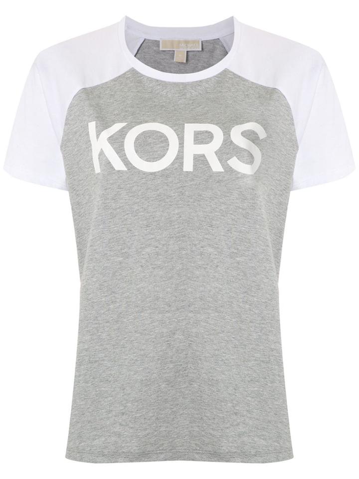 Michael Michael Kors Logo Ss Baseball Tee - Grey