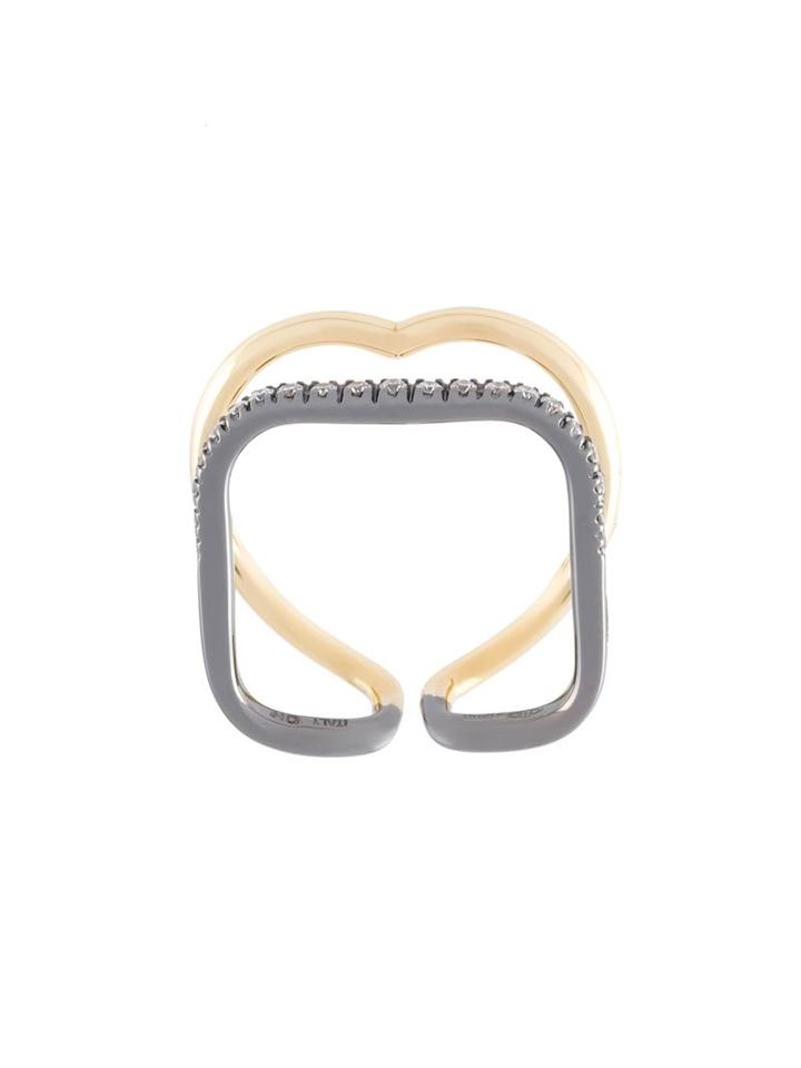 Roberto Marroni Double Ring, Women's, Metallic, Diamond/18kt White Gold/18kt Yellow Gold