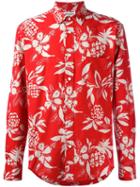 Saint Laurent Hawaiian Print Shirt, Men's, Size: 40, Red, Cotton/viscose