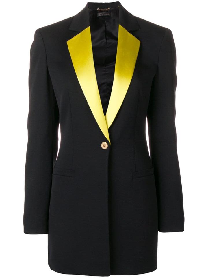 Versace Contrasting Lapels Blazer - Black