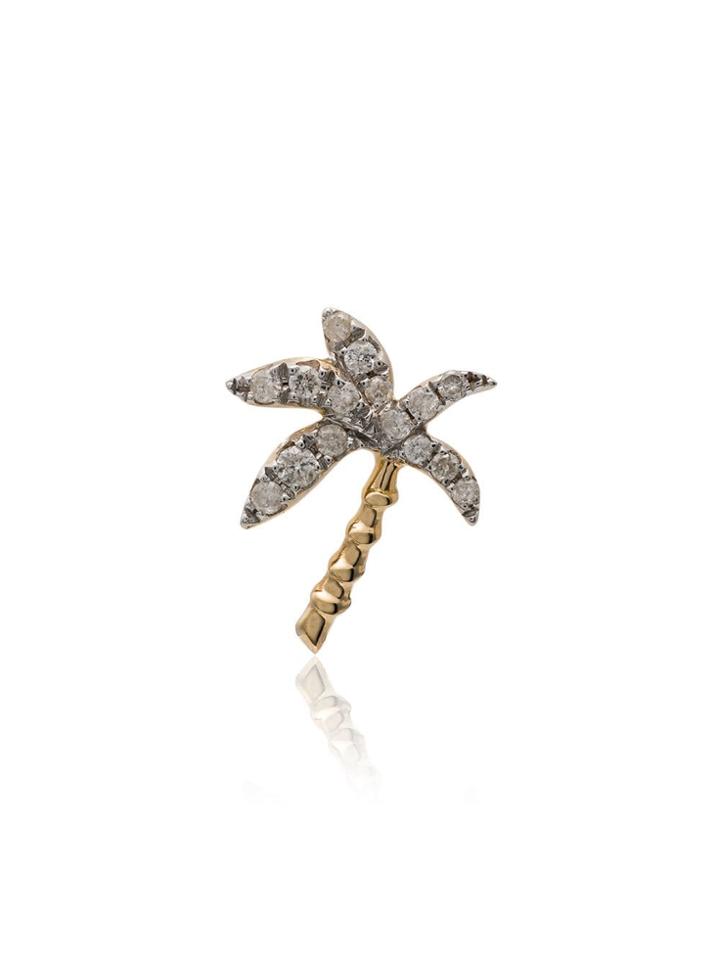 Yvonne Léon Metallic Palm Tree 18k Gold Diamond Earring - 107 -