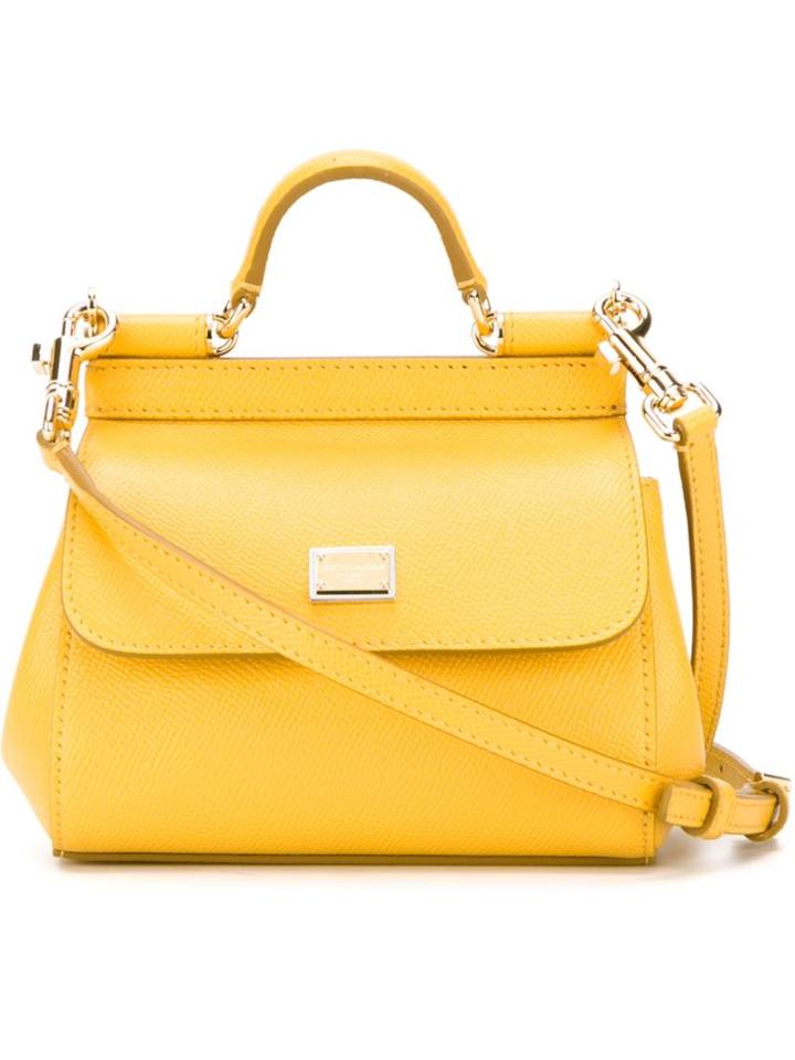 Dolce & Gabbana Mini Sicily Tote, Women's, Yellow/orange, Calf Leather