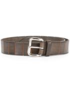 Orciani Textured Stripe Buckle Belt, Men's, Size: 90, Brown, Leather