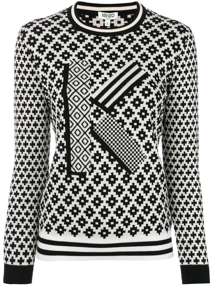 Kenzo - K Geometric Intarsia Jumper - Women - Cotton/wool - L, Black, Cotton/wool