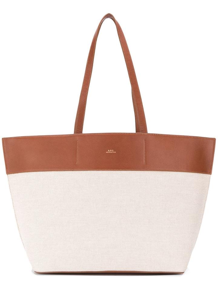 A.p.c. Mixed Fabric Tote - Brown
